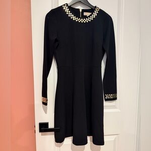 Michael Kors Black Long Sleeve Dress with Gold Accents